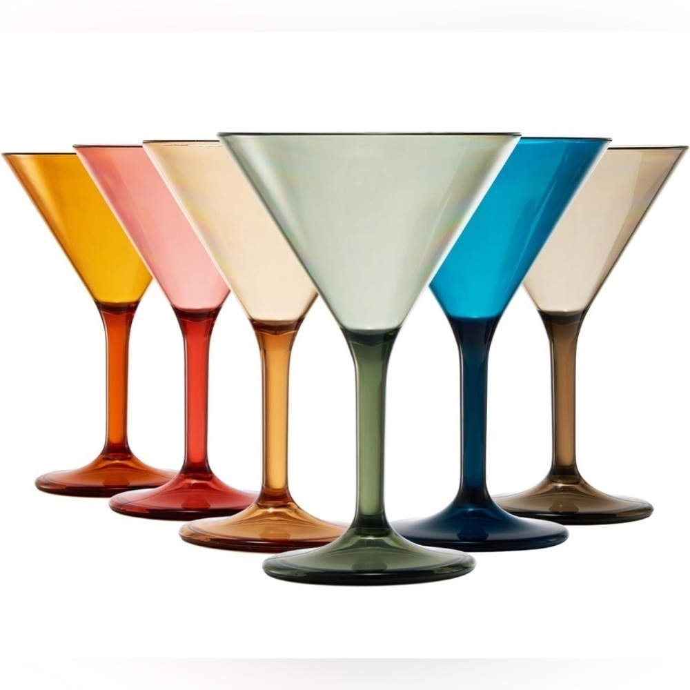 Set of 6 Martini Cocktail Multicolor Glasses Plastic Shatterproof Drinkware ✨💕